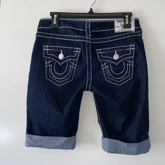 True religion |denim knee  length shorts | size 28 - Picture 2 of 9